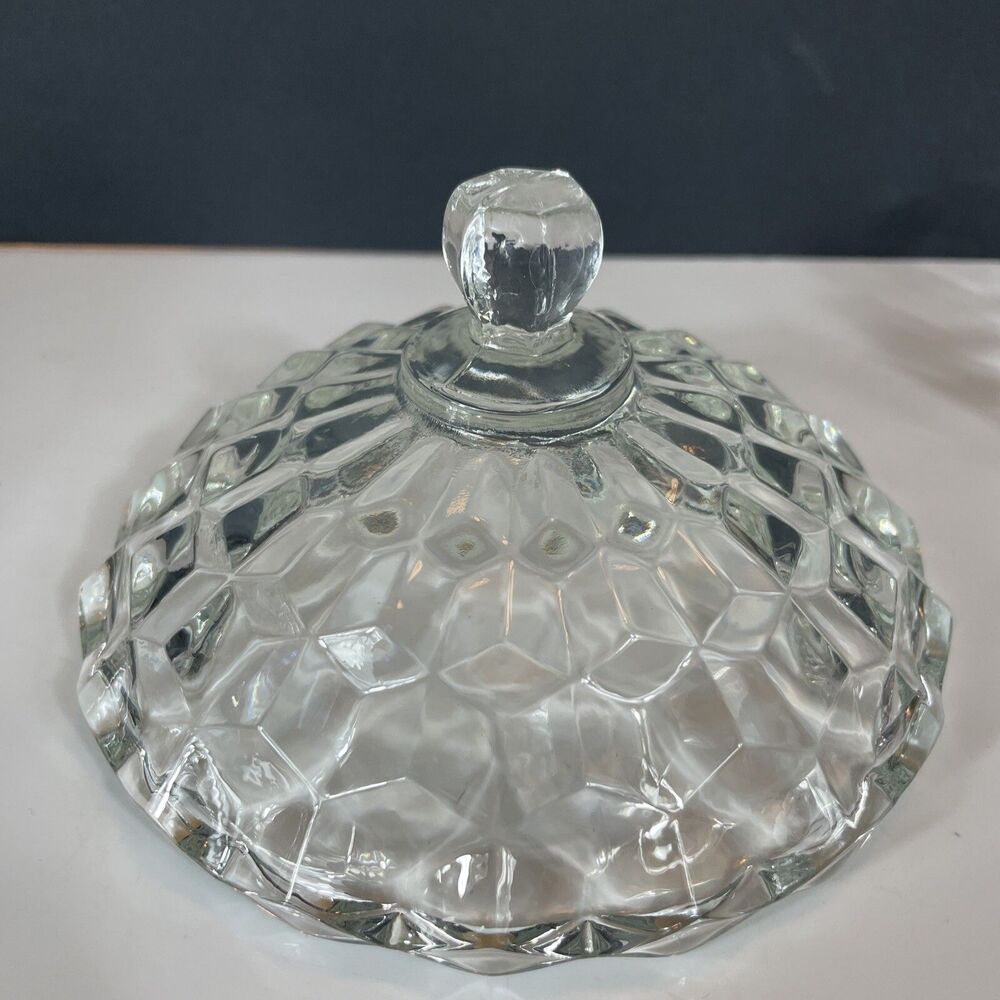 FOSTORIA AMERICAN CANDY DISH GLASS Crystal Lid Vintage Home Decor Gift - Picture 5 of 12
